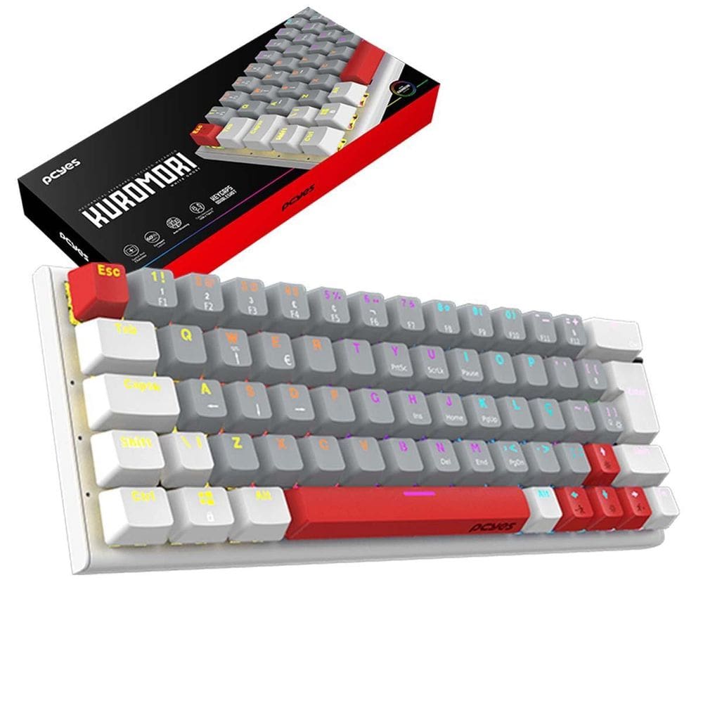 Teclado Mecanico Pcyes 60% Kuromori White Ghost Switch Red