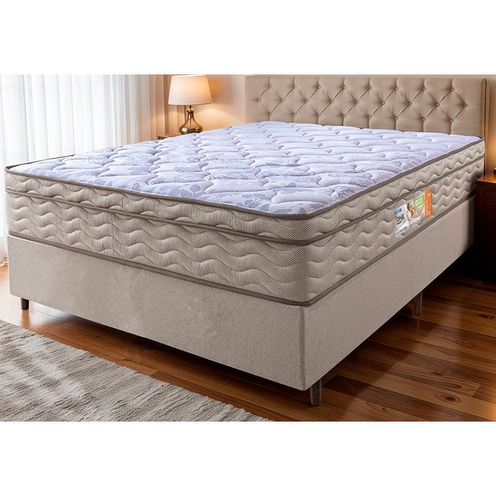 Cama Box Queen Colchão OrtoMove + Box Desmontável 158x198x65 One Face Espuma D33 Dourado