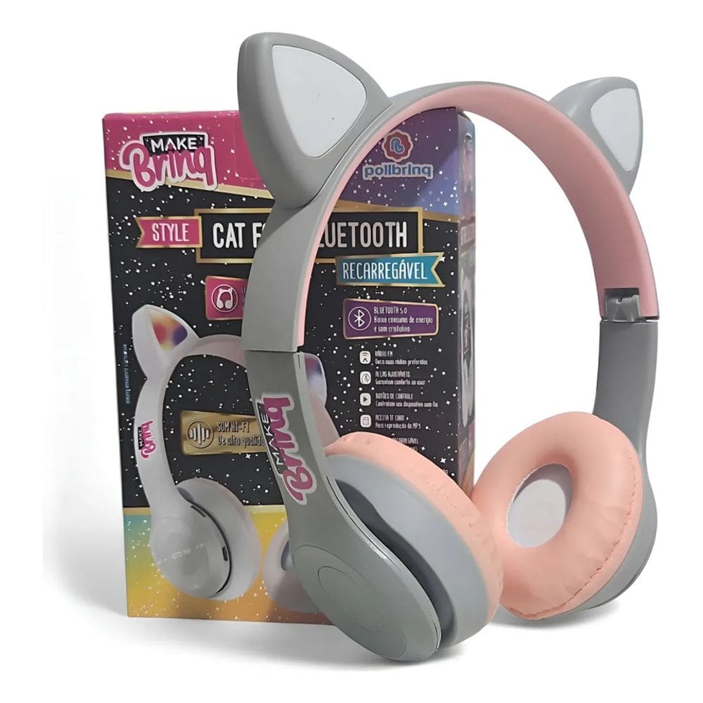 Fone De Ouvido Makebrinq Style Cat Fone Bluetooth Polibrinq
