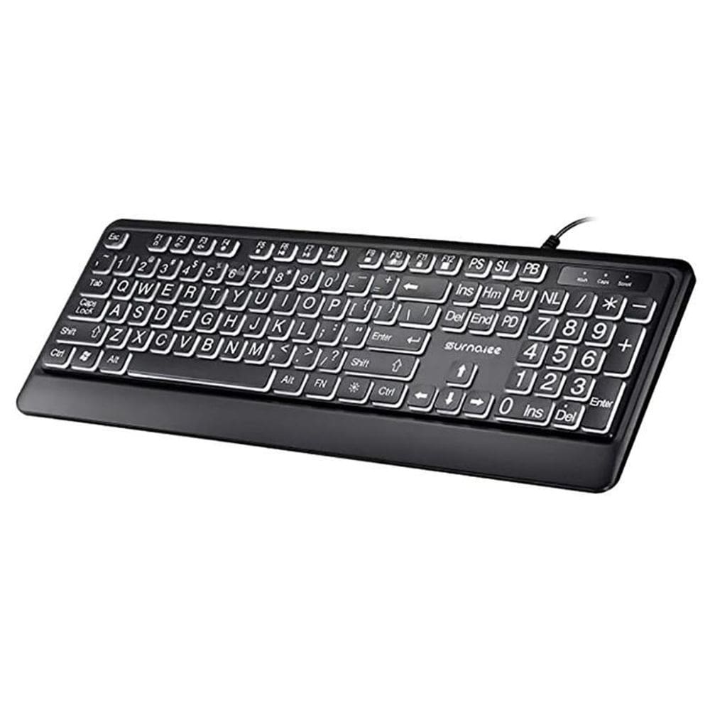 Teclado Para Baixa Visão Letras Grandes Led Retroiluminado