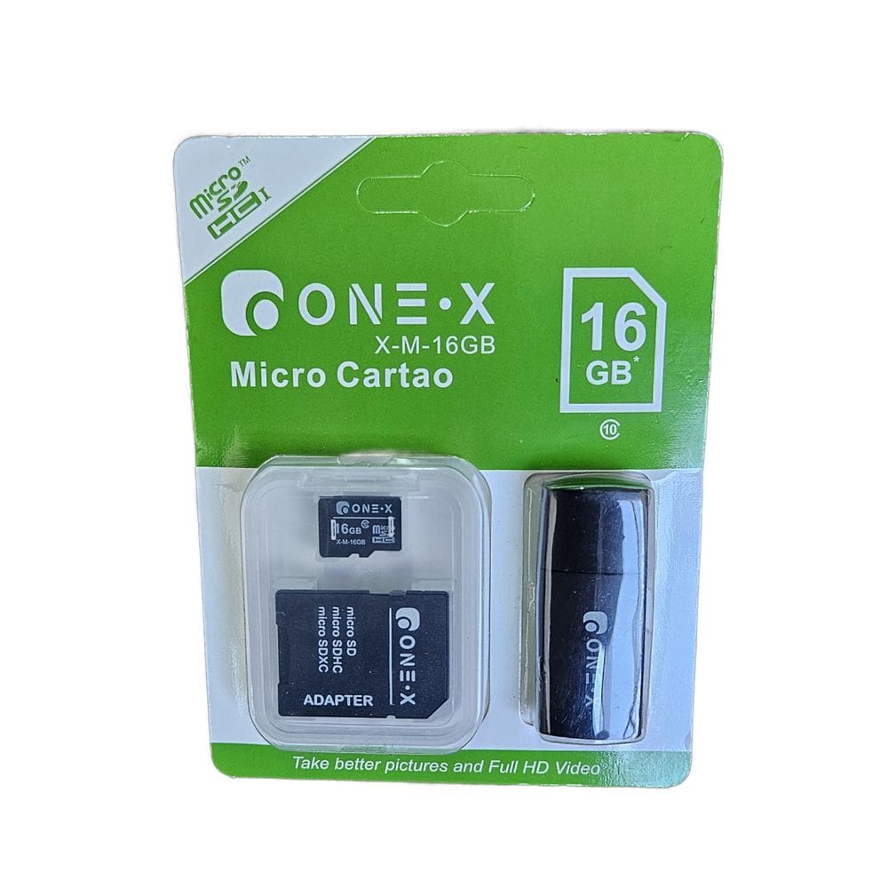 Cartão Memória 16Gb C10 Onex+ Adaptador Sd E Pendrive X-M-16
