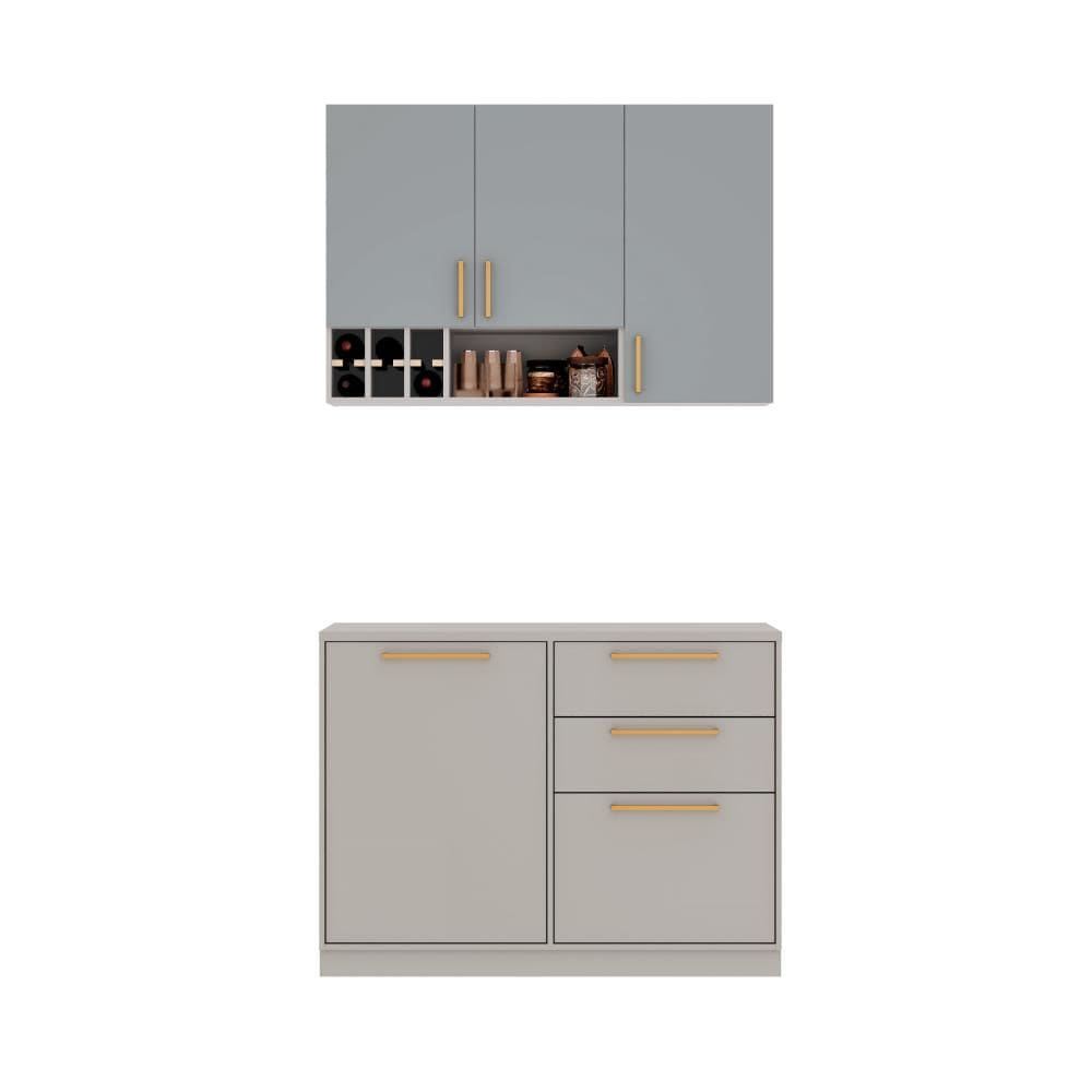 Cozinha Compacta Itatiaia Essence 120cm em Madeira Fendi/Gris