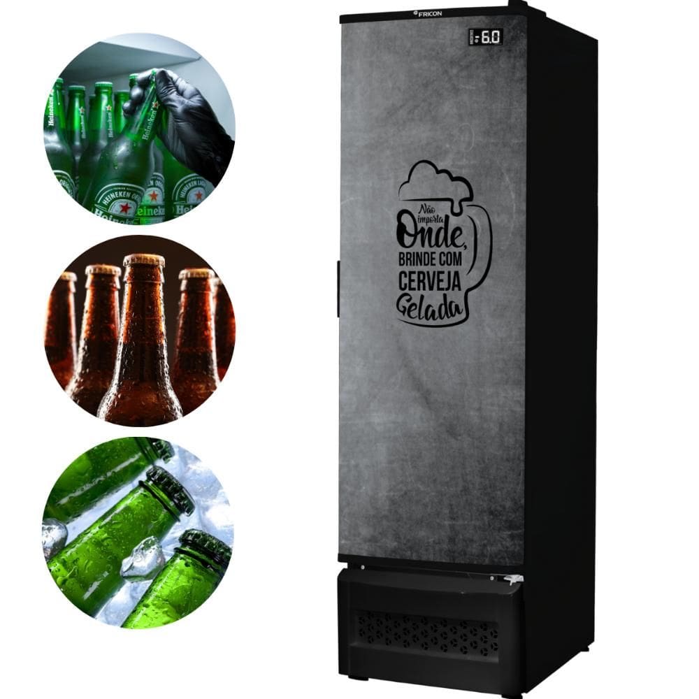 Cervejeira Vertical Conservador 284 Litros Frost Free Porta Cega Adesivada VCFC284C Fricon