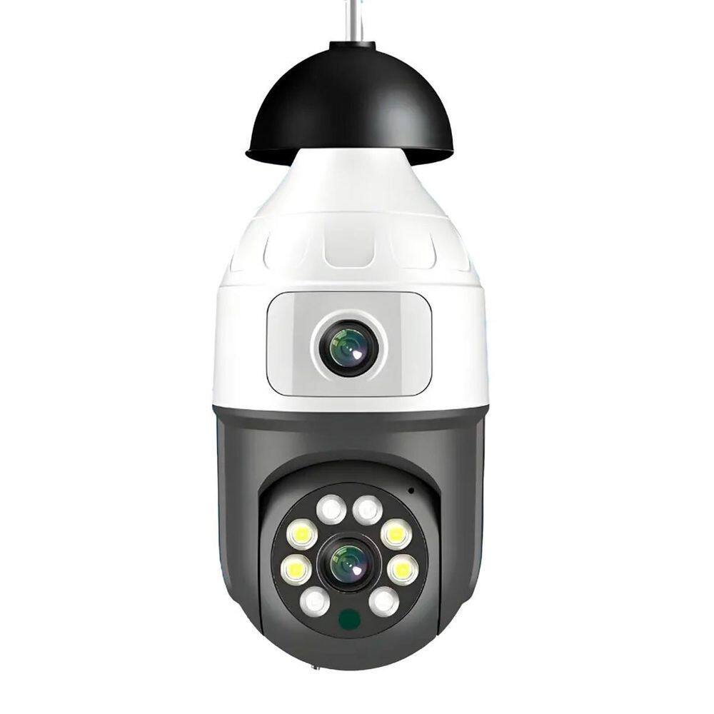 Lâmpada Câmera Dupla Lente Segurança Visão 360