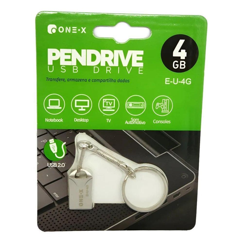 Pendrive One-X 4Gb Fornato Chaveiro E-U-4G