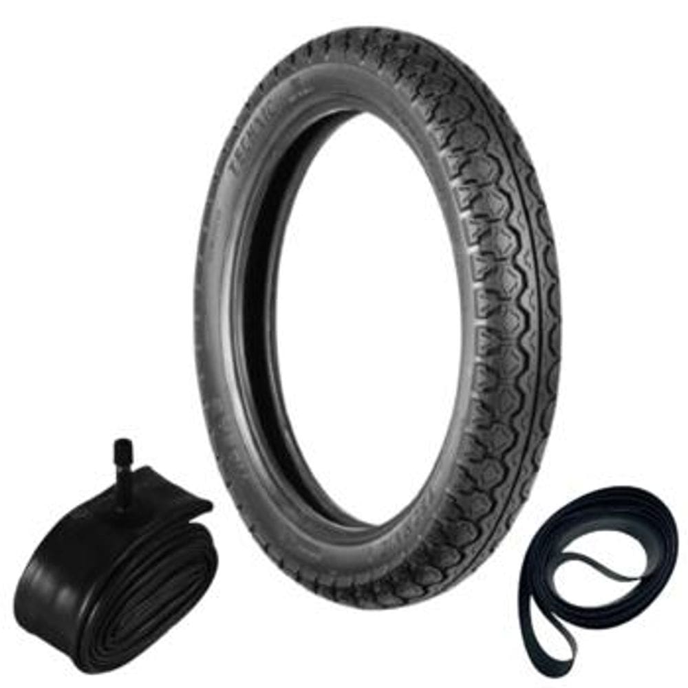 Pneu Pop 110 Biz 125 Biz 100 80/100-14 49l Tiger Tehcnic + Câmara + Cinta