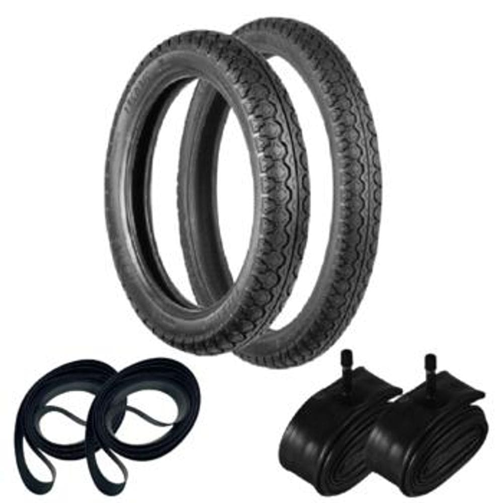 Kit Par Pneu Biz 100/125 Pop 100 60/100-17 + 80/100-14 Tiger Technic + Câmara + Cinta Novo