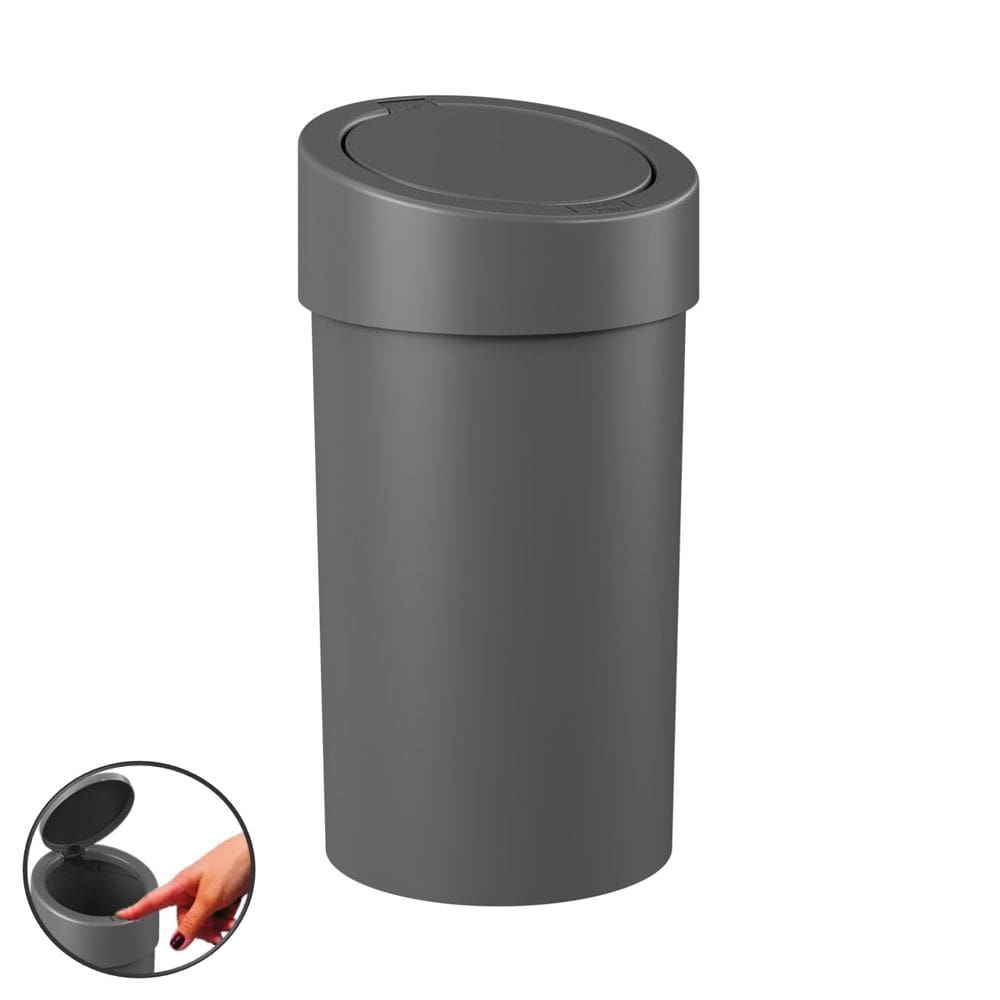 Lixeira 9 Litros com Tampa Click Press Cozinha Banheiro Cinza - 10909 Coza