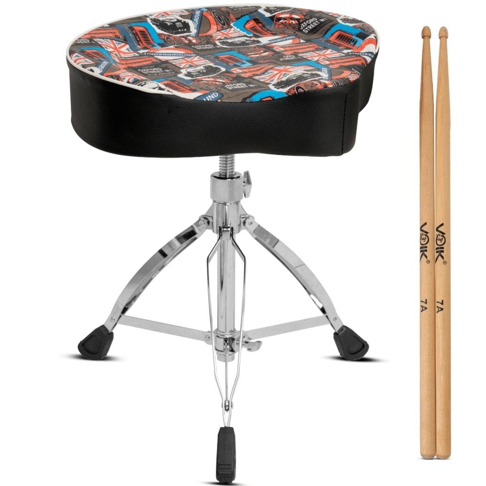 Banco de Bateria Voik B-1400 Regulável London + Baquetas 7A