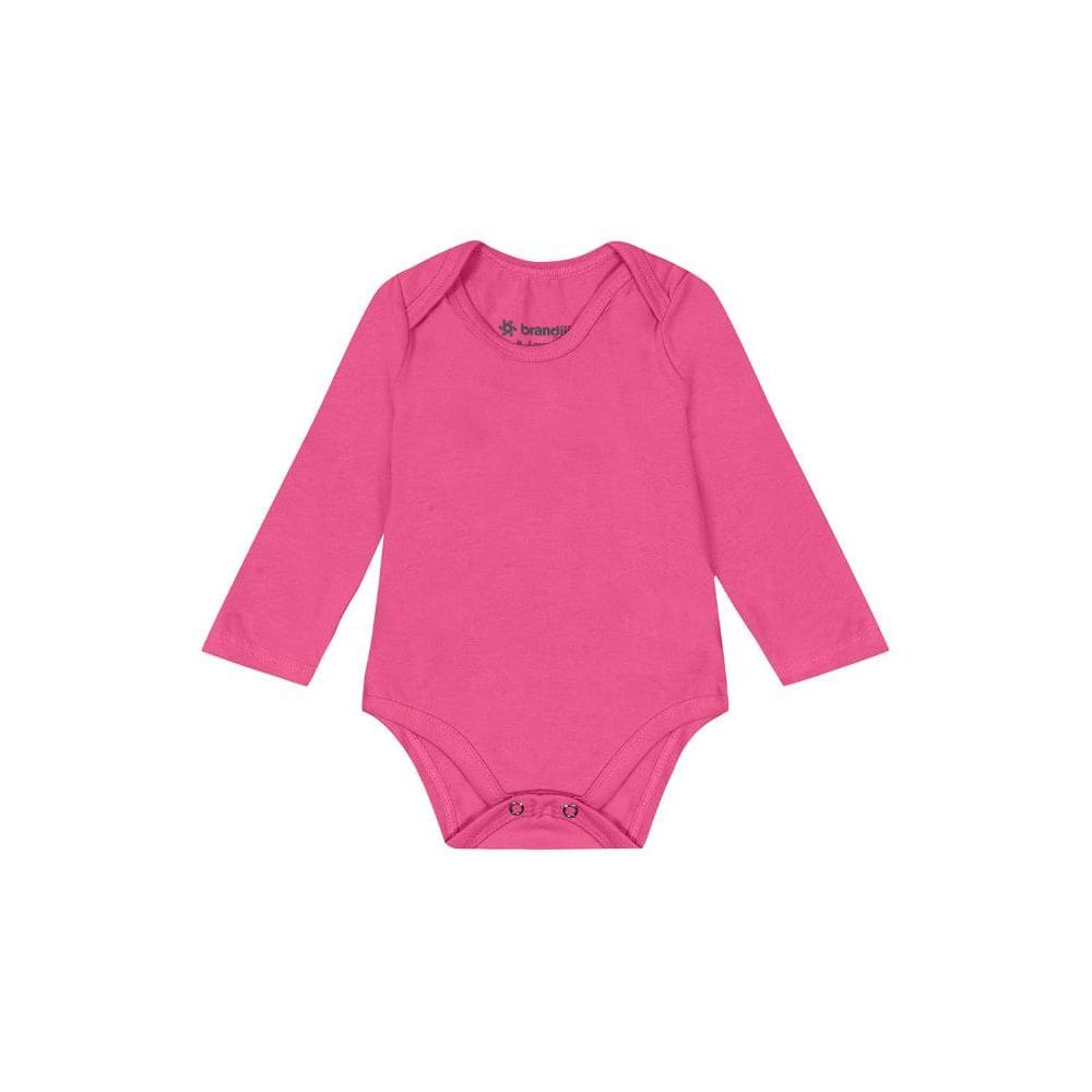 Body bebê unissex manga longa em cotton Brandili-Rosa