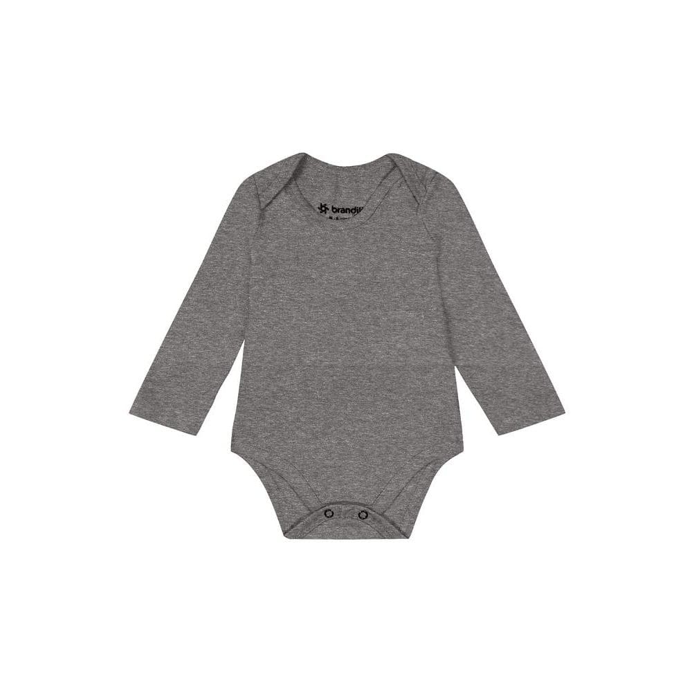 Body bebê unissex manga longa em cotton Brandili-CINZA