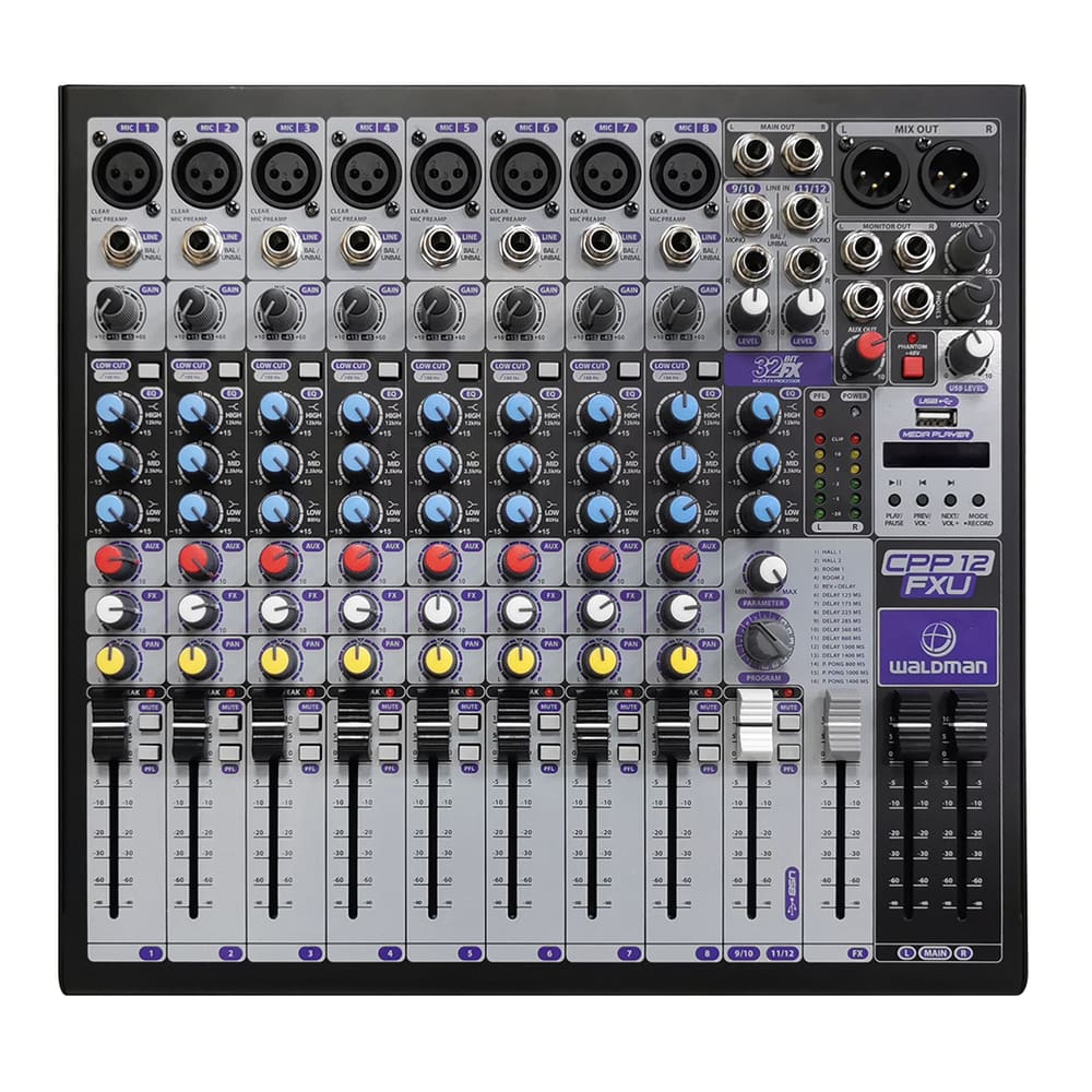 Mesa de Som Waldman Interface  CPP-12FXU 12 Canais