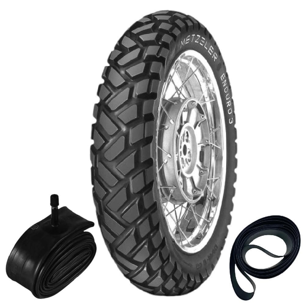 Kit Pneu Cg 125 Ybr 125 90/90-18 51P Tt Enduro 3 Sahara Metzeler + Camara + Cinta