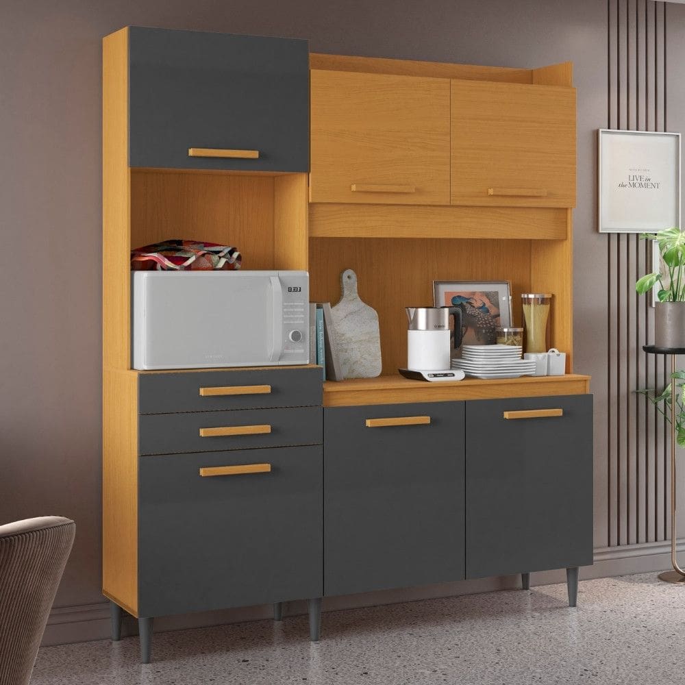 Cozinha Compacta 6 Portas 2 Gavetas com Tampo Selena Aramoveis