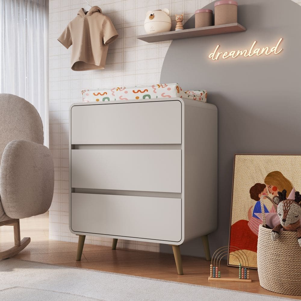 Comoda Infantil 3 Gavetas Wave Completa Moveis