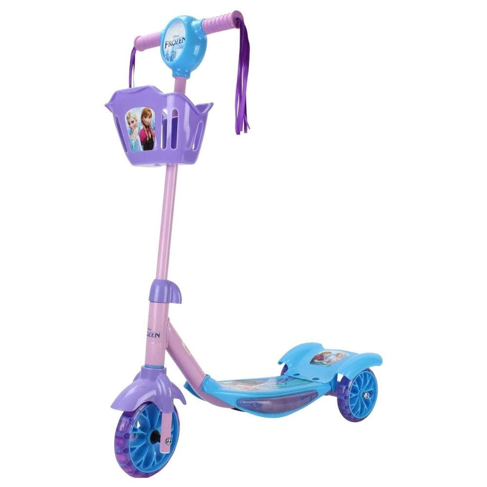 Patinete Infantil 3 Rodas Frozen Cestinha e Fitinhas Freio Traseiro +2 BBR Toys