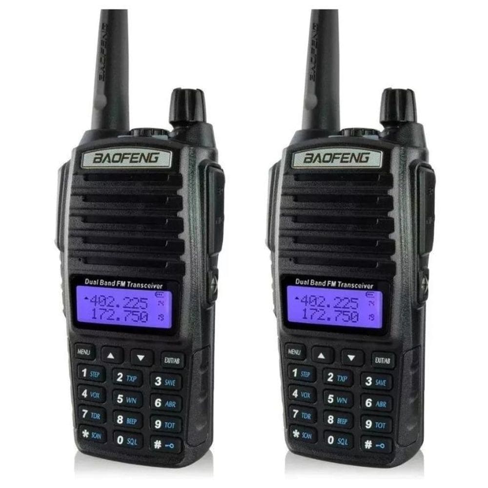 Kit 2 Radios Baofeng Uv 82 Plus Walkie Talkie Vhf Uhf Ip68
