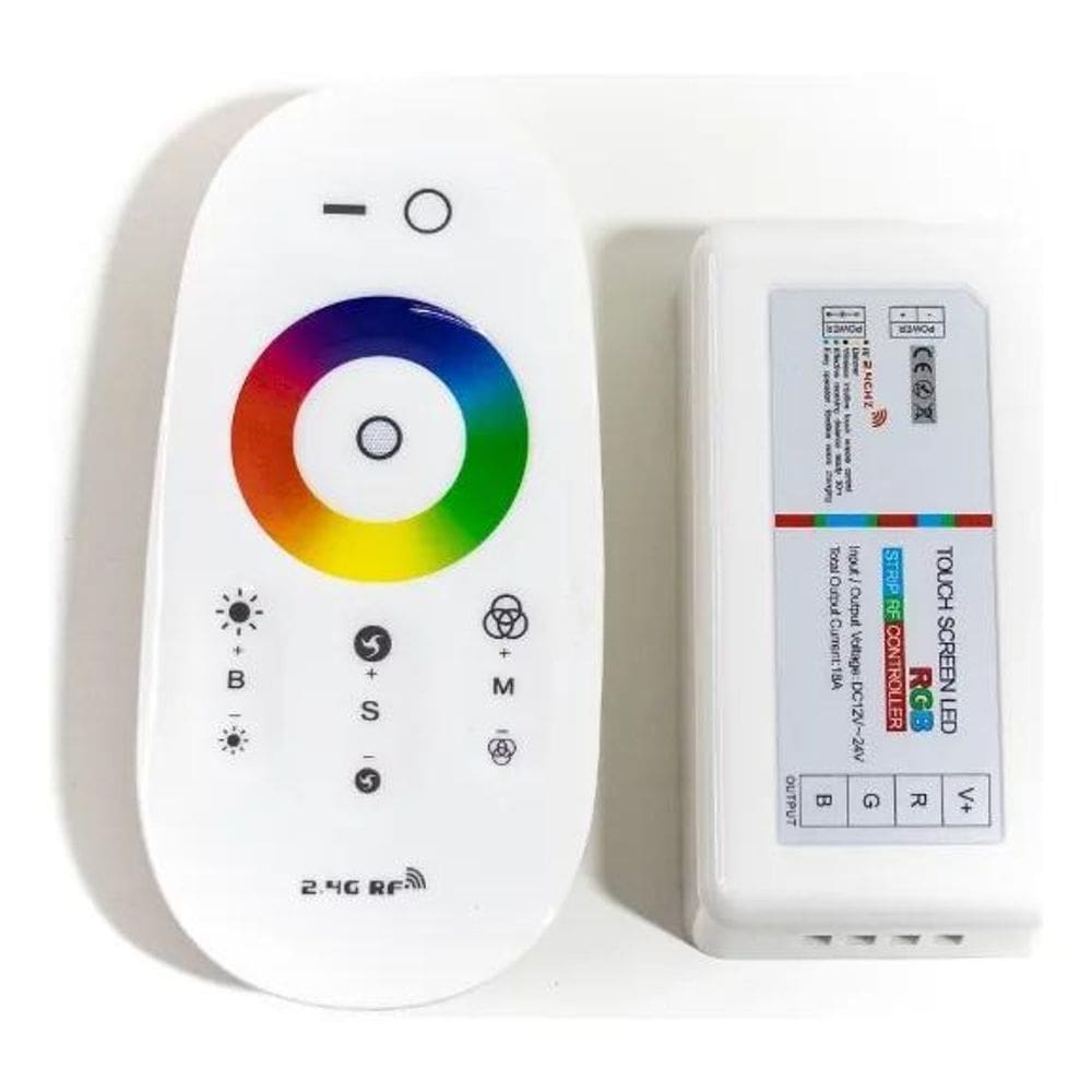 2X Controladora + Controle Rgb Touch Rf 2.4G P Fita Led Pisc