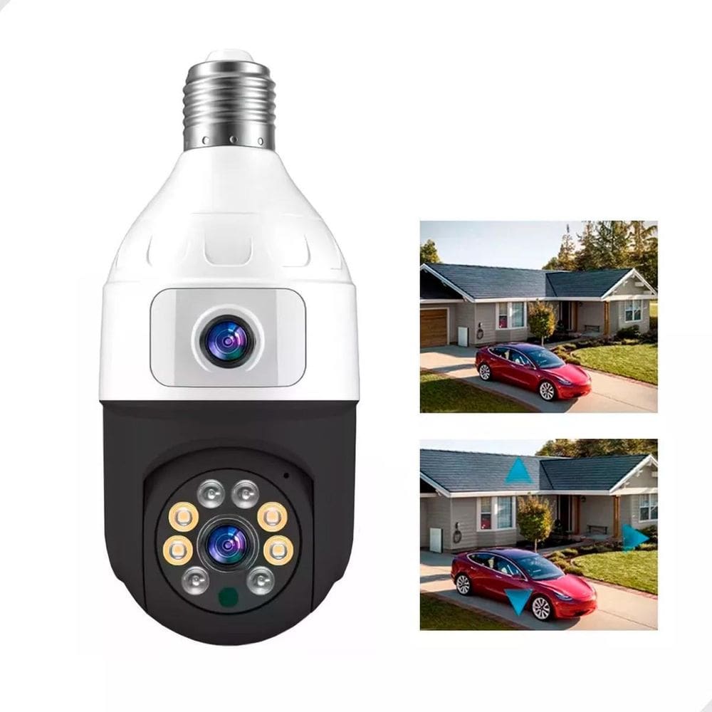 Lâmpada Câmera S/Fio Com Lente Dupla E Monitoramento