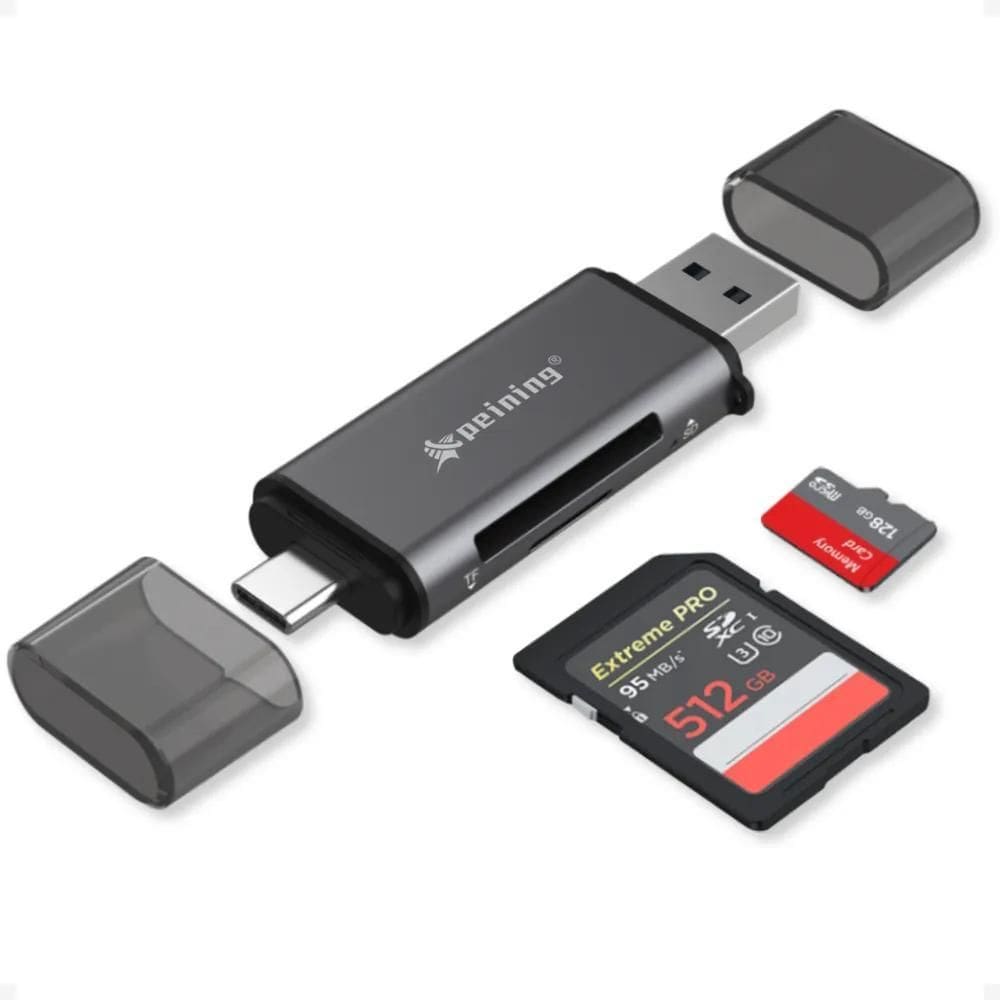 2X Leitor De Cartão De Memória Sd E Micro Sd Para Usb-C E Us