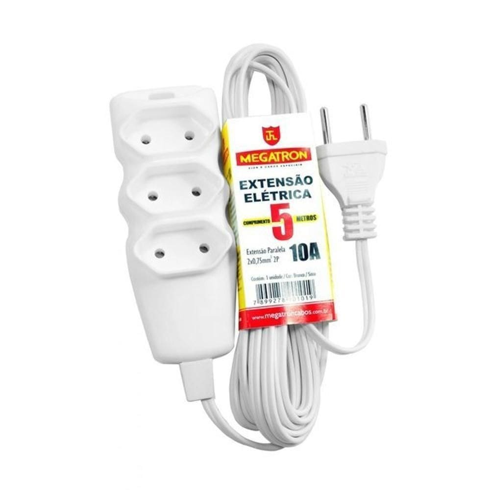 Extensao Megatron 2X0,75X5,0M Branco