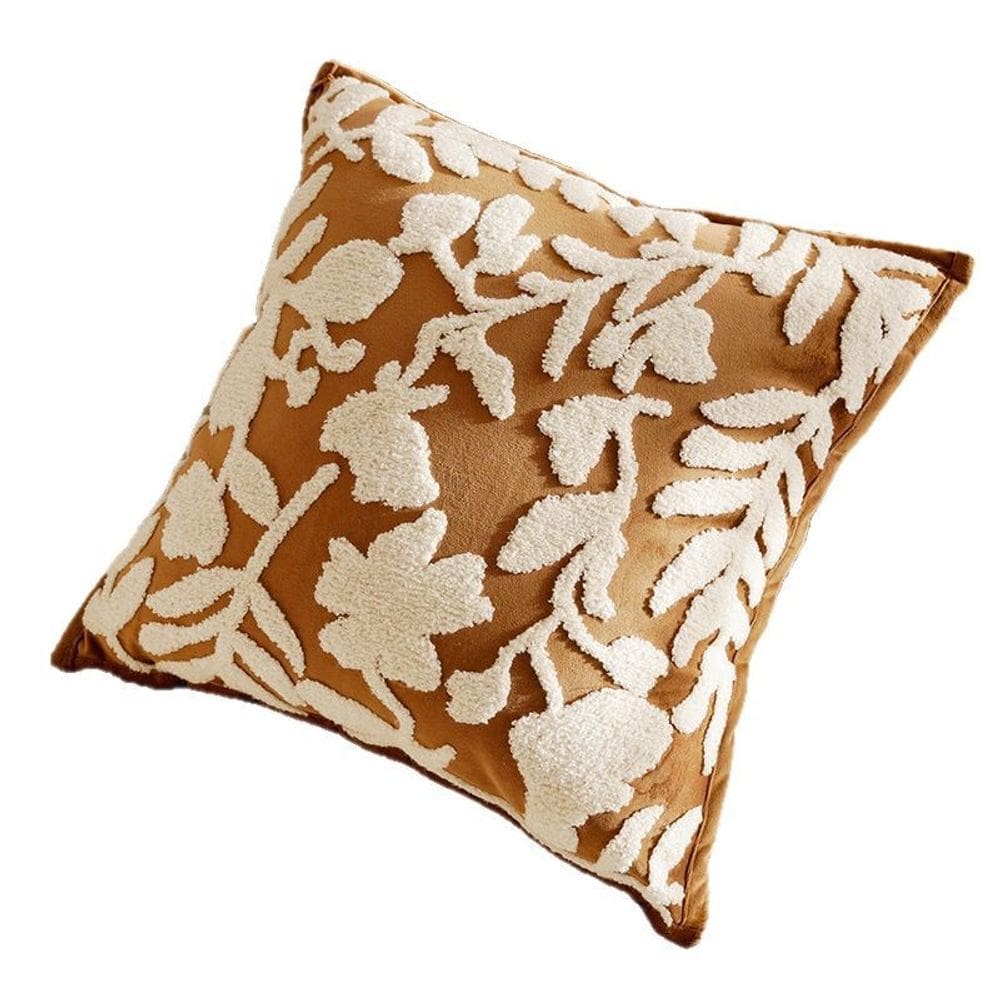 Capa de almofada French Cream Velvet Vintage Brown Floral 45x45cm