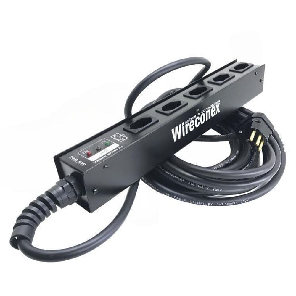 Extensão Wireconex 10M 5 Tomadas Bivolt Led 110/220V