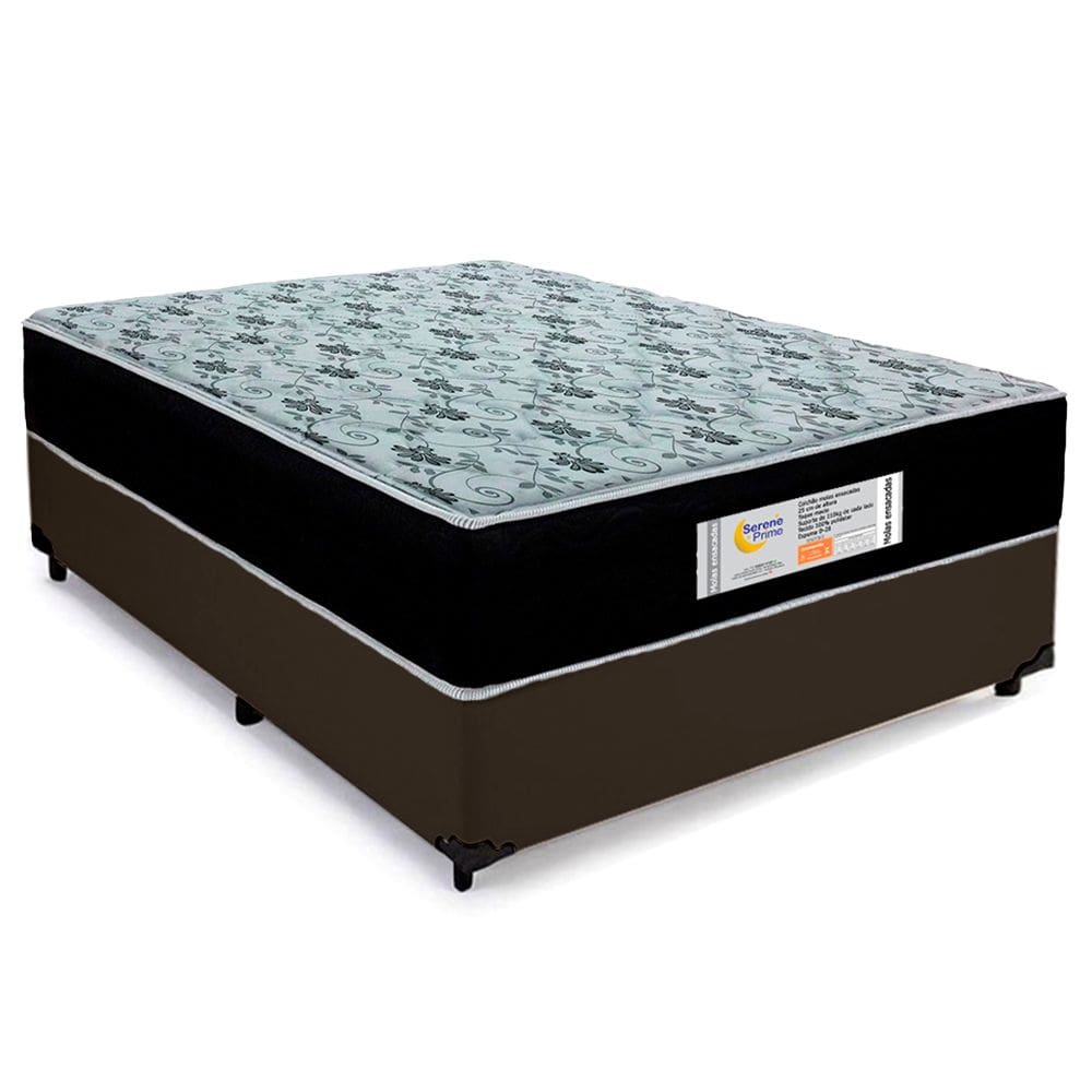 Cama Box Casal Suede + Colchão Molas Ensacadas SerenePrime Sonnolux 138x188x65 Marrom