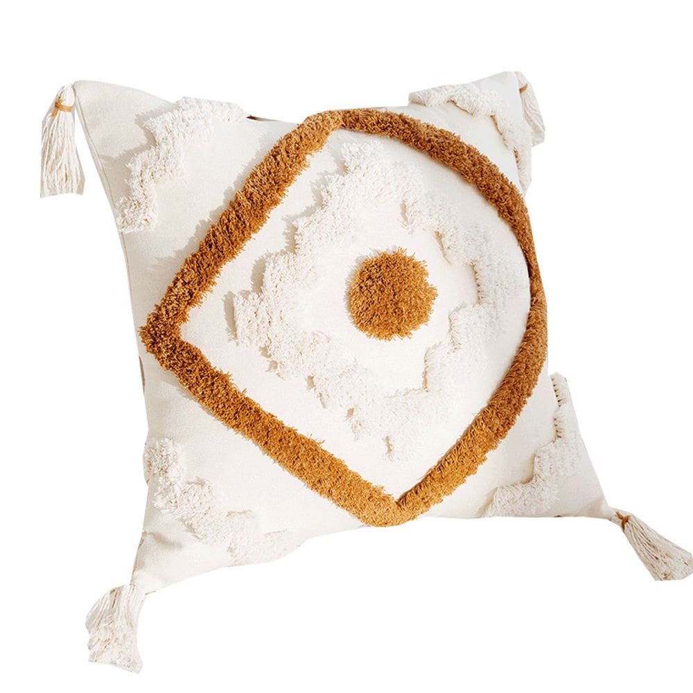 Capa de almofada geométrica em estilo boêmio bege/marrom