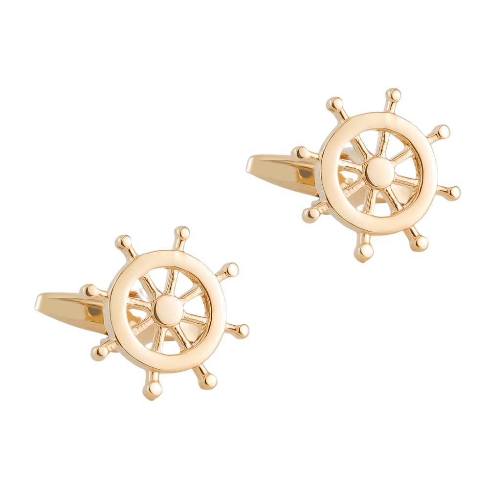 Volante Nautical Helm Ship Cuff Links banhado a ouro