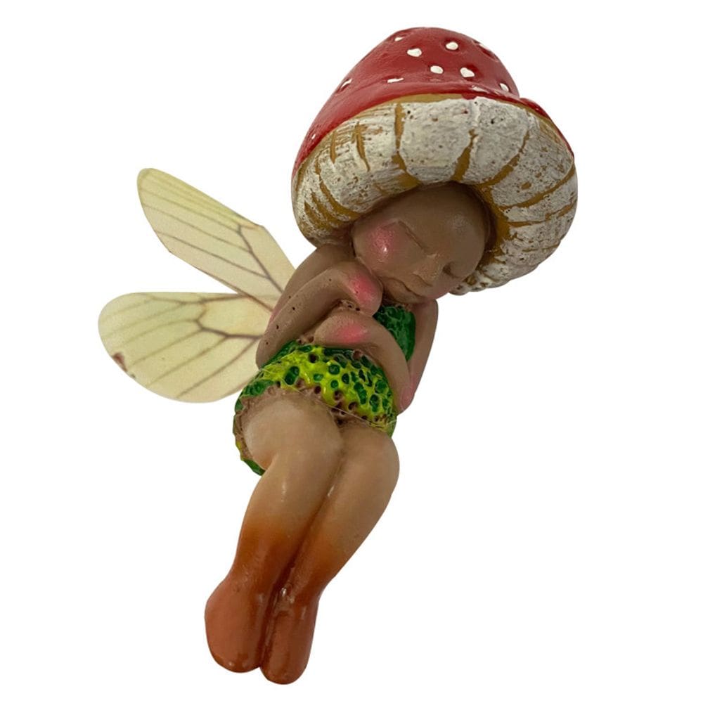 Escultura de jardim de fadas Sleeping Fairy Resin Cogumelo 8cm