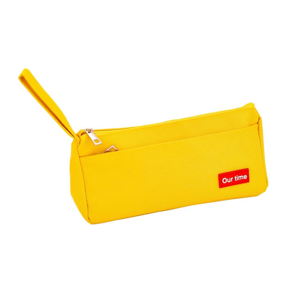 Estojo para lápis, bolsa triangular para caneta amarela de grande capacidade