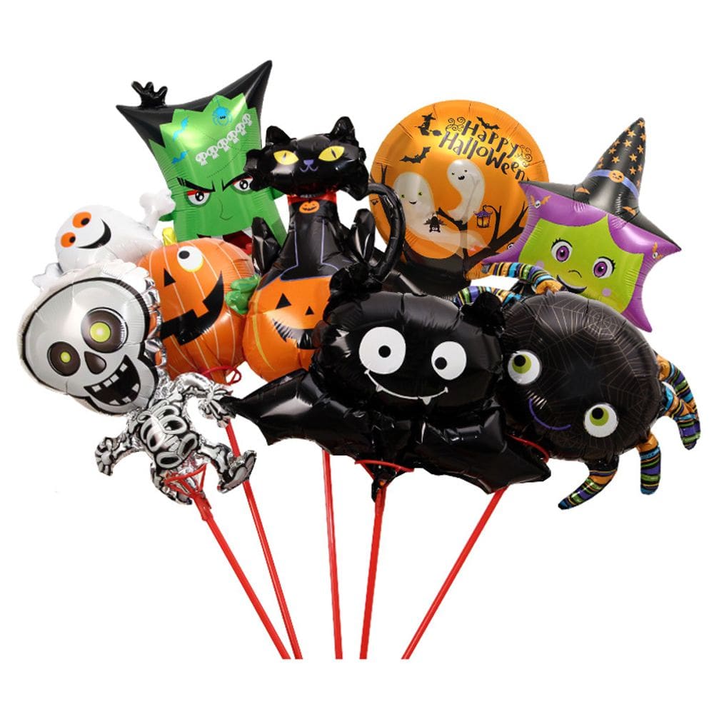 Conjunto de balões metalizados de Halloween, 10 unidades | Lindo morcego, abóbora e fantasma