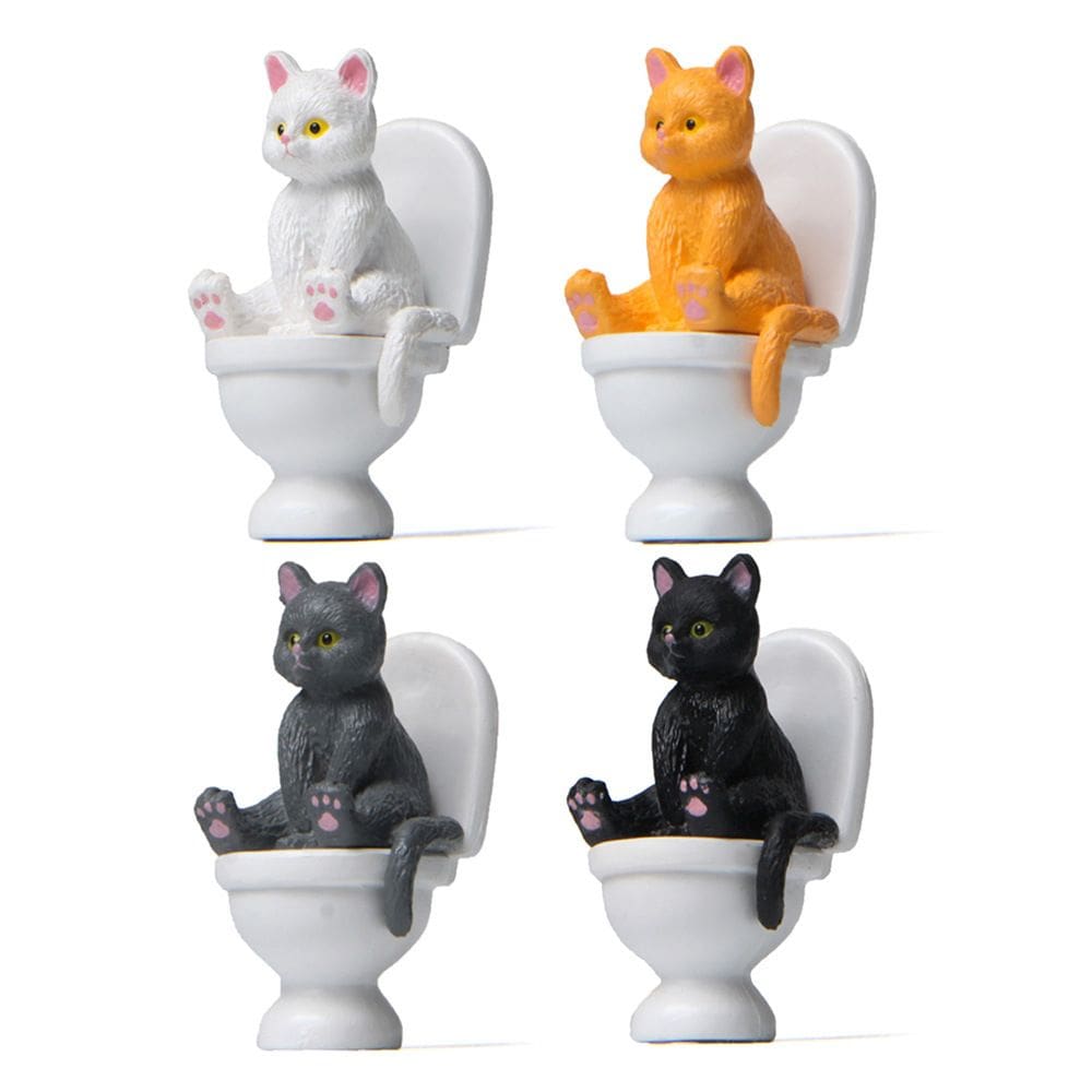 Conjunto de estatuetas de decoração de jardim Cute Cat Toilet PVC