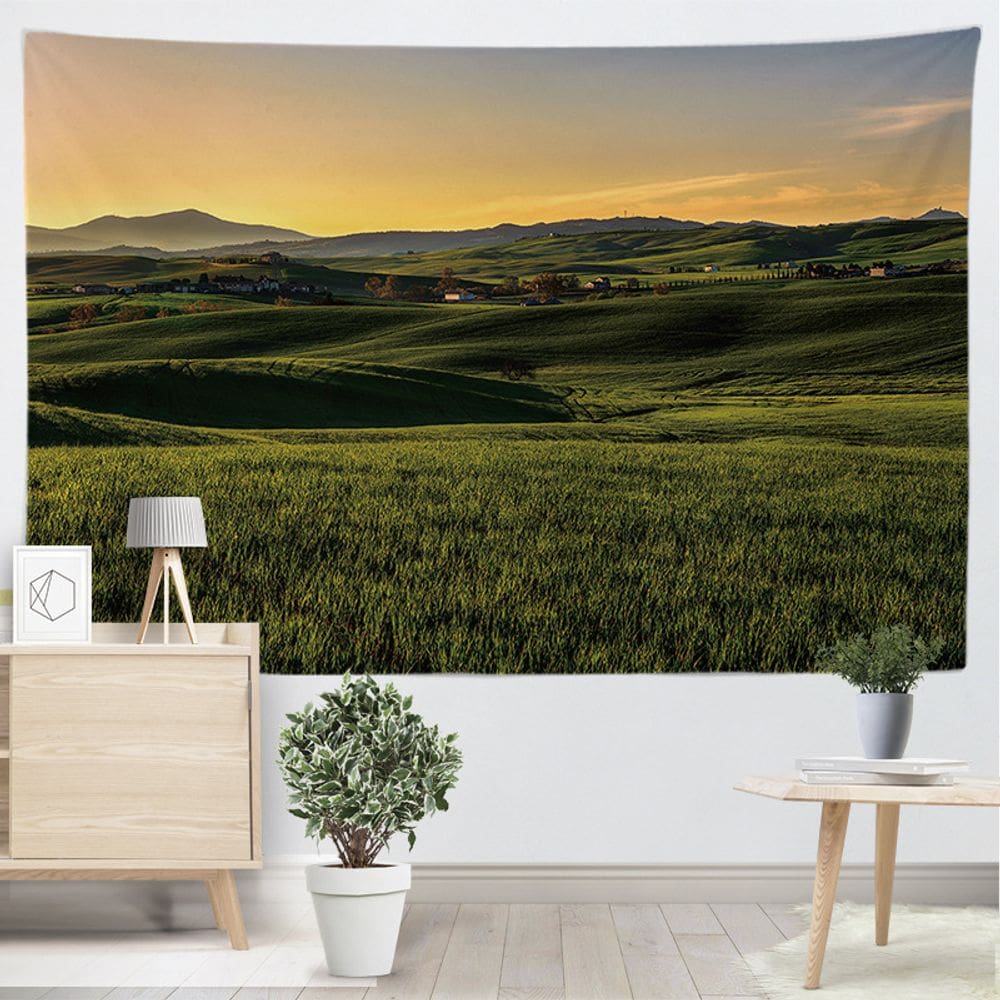 Tapeçaria pendurada na parede, paisagem campestre 150x130cm