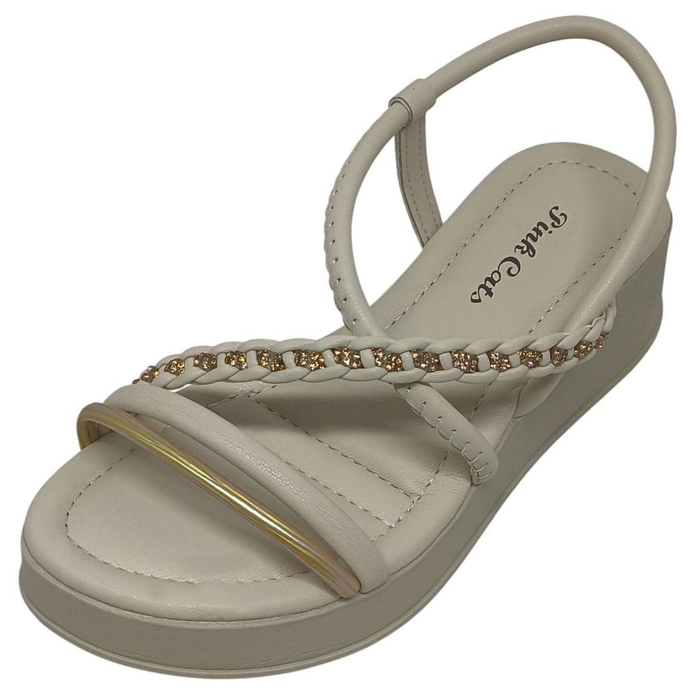 Sandalia Infantil Menina Anabela Moderna Conforto Pink Cats