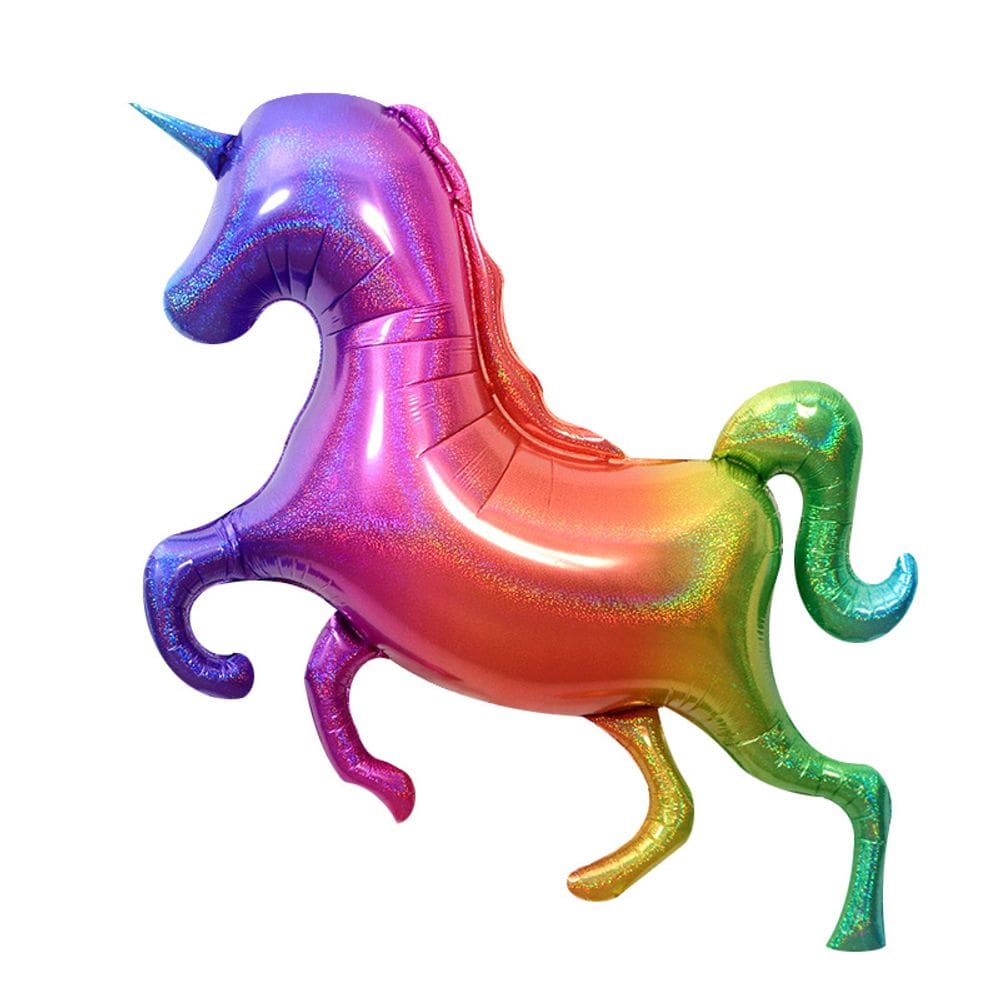 Balão Metalizado Large Rainbow Unicorn Shiny Gradient 136x97cm