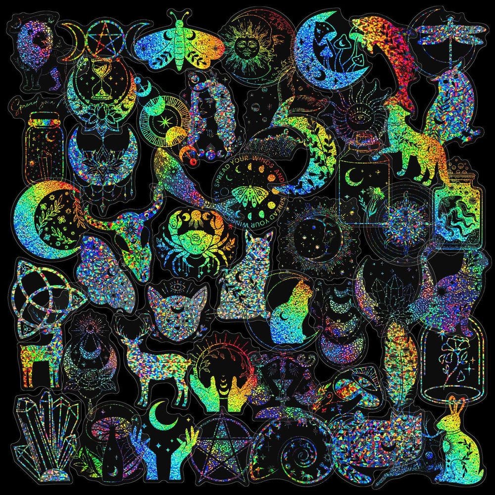 Adesivos holográficos de borboleta, 50 peças de vinil laser colorido