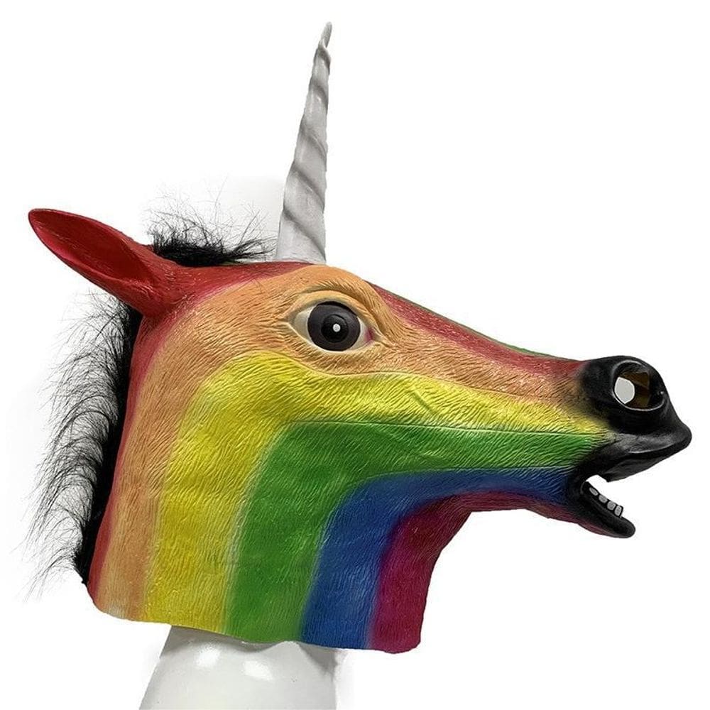 Máscara de cosplay de resina de unicórnio arco-íris para festa de Halloween