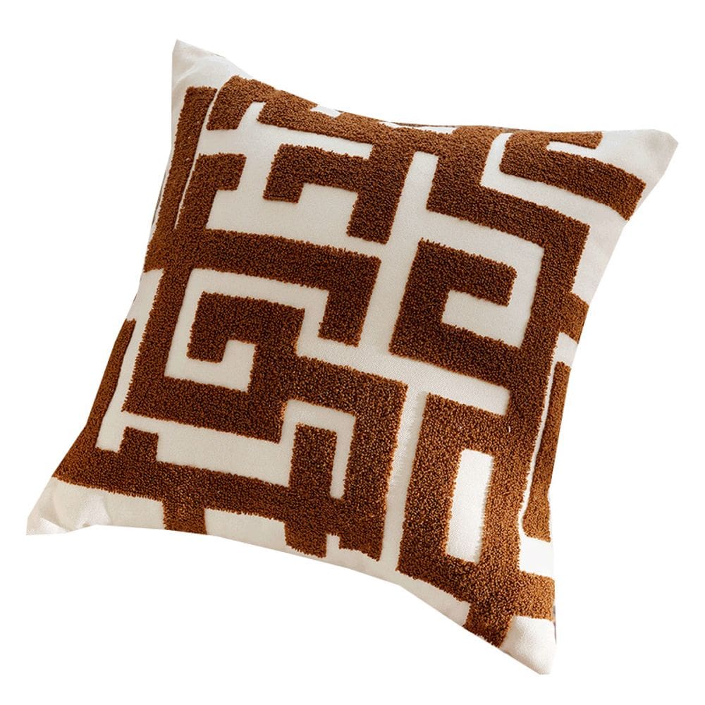 Capa de almofada de alta qualidade em tela geométrica de 45x45cm em creme/marrom