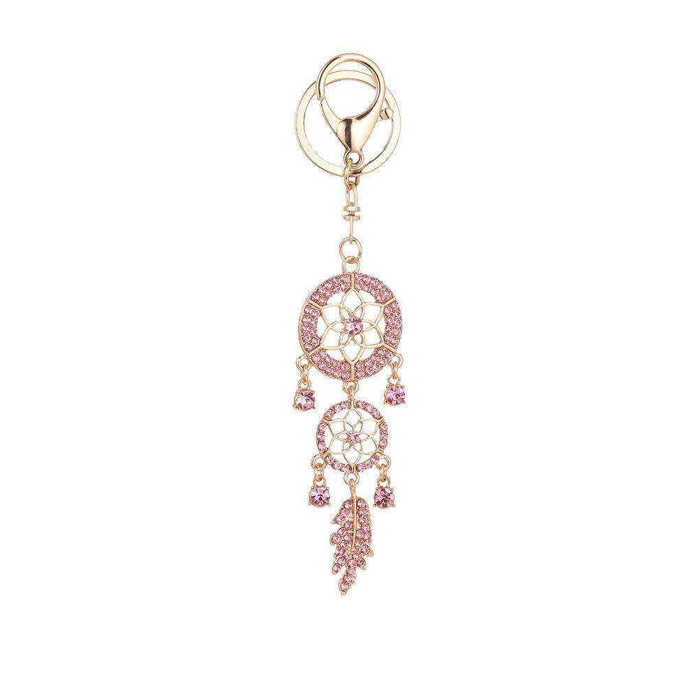 Chaveiro rosa Dreamcatcher Strass em liga metálica 16,9 cm