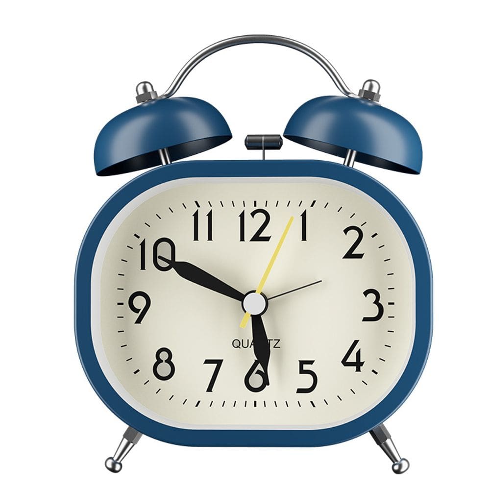 Despertador azul retrô Twin Bell Metal Frame 13x10,5 cm