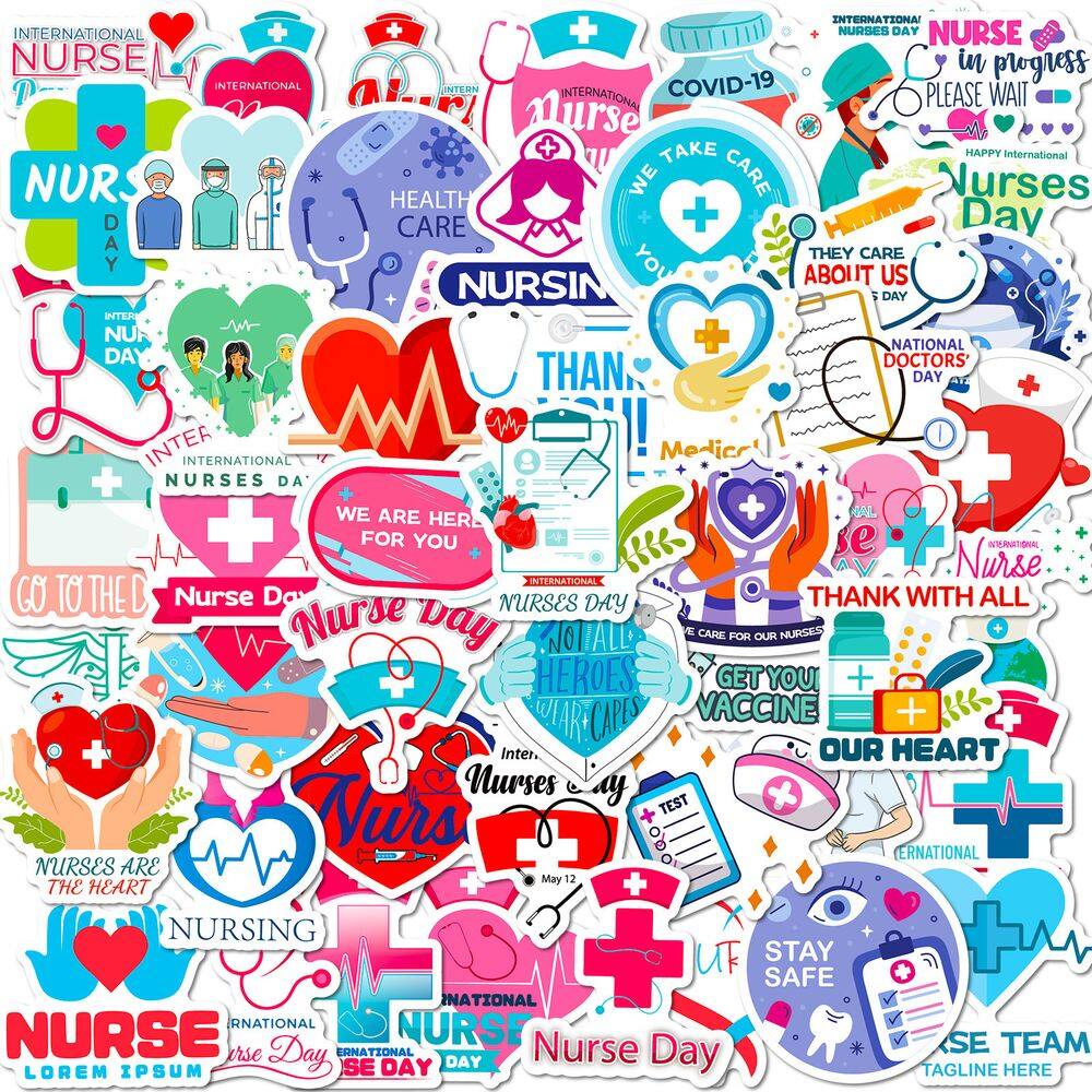 Pacote de adesivos Doctor Nurse Medical Professional 50 unidades