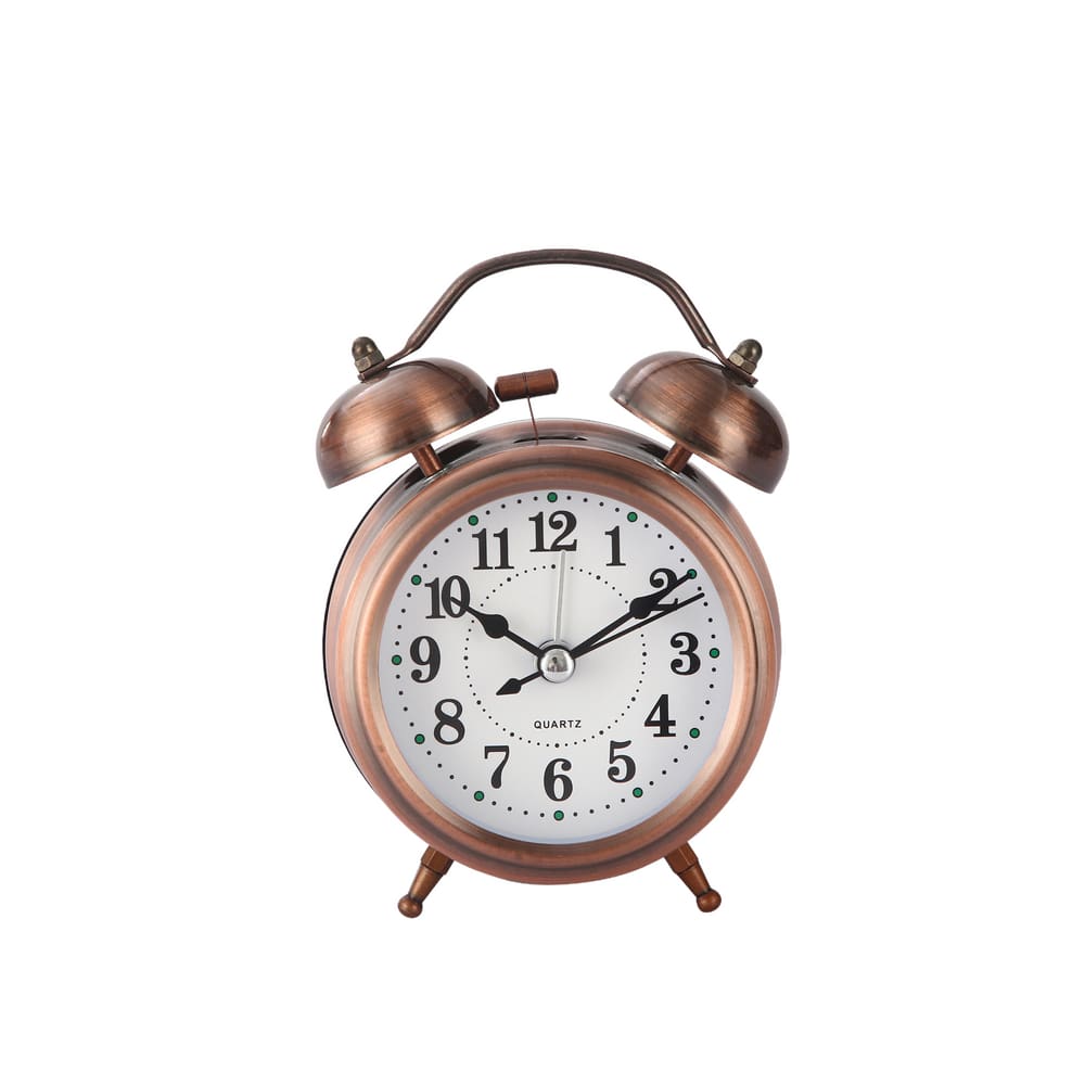 Despertador Vintage Copper Metal Twin Bell com luz noturna