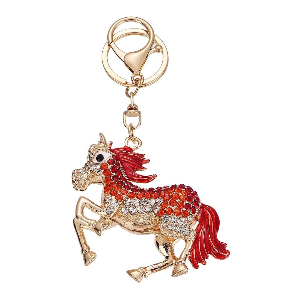 Chaveiro Crystal Horse para mulheres e homens, chaveiro de liga colorida