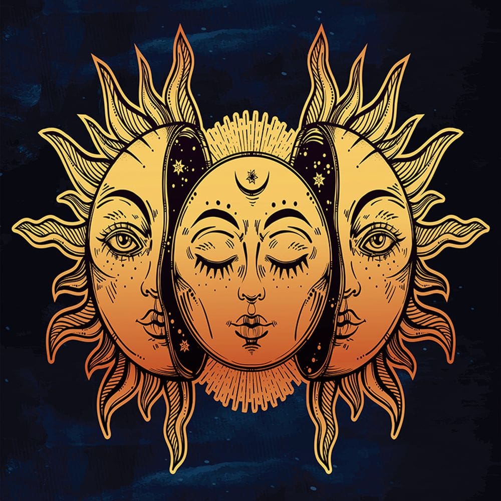 Tapeçaria Sol e Lua Mandala Flanela 130x150cm