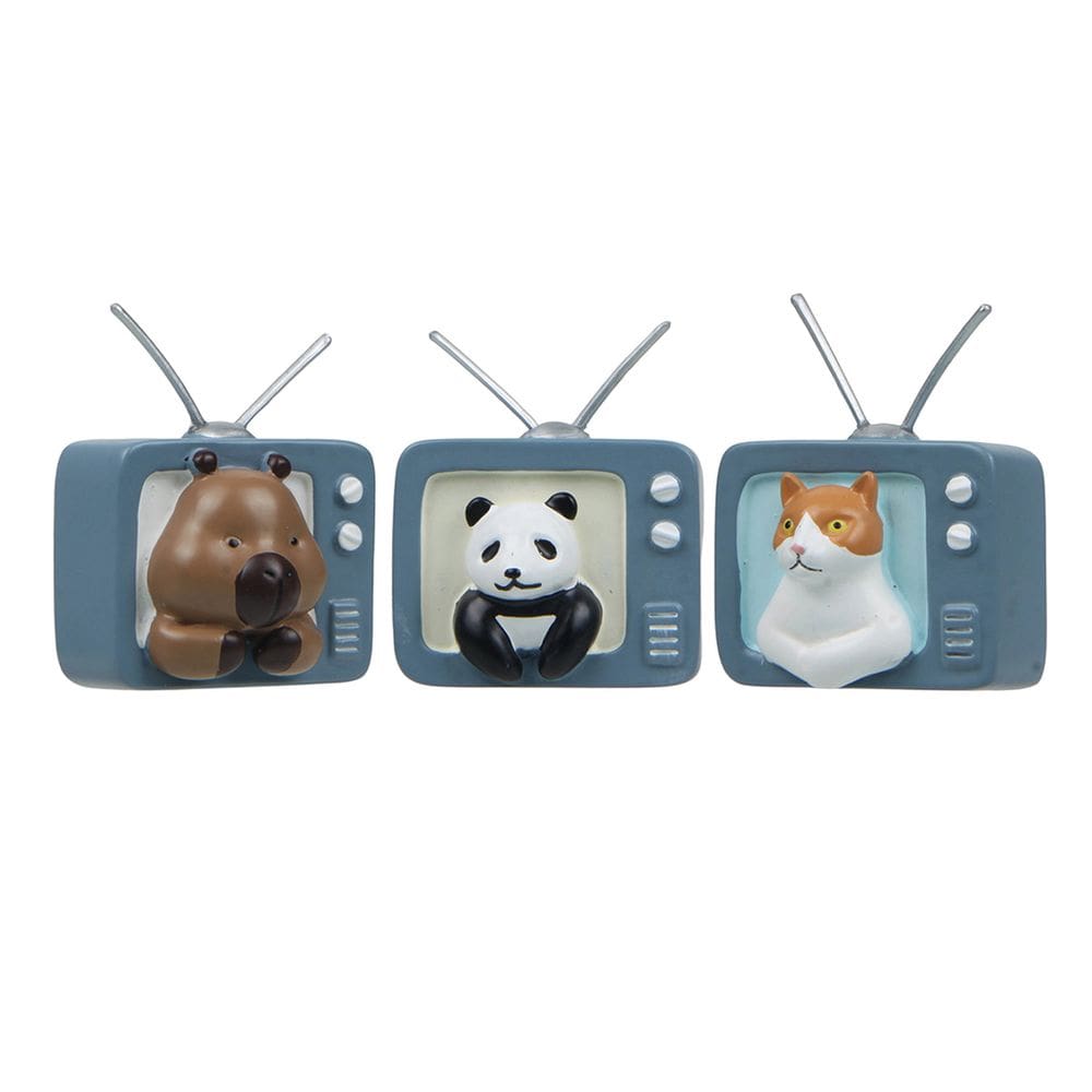 Ornamentos de jardim Creative TV Animal Figure Resin 4,5 cm
