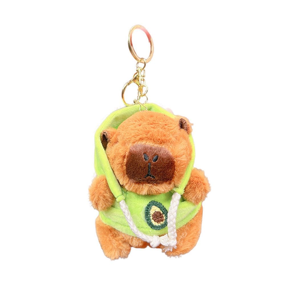 Chaveiro de pelúcia Capivara com capuz verde para uso diário