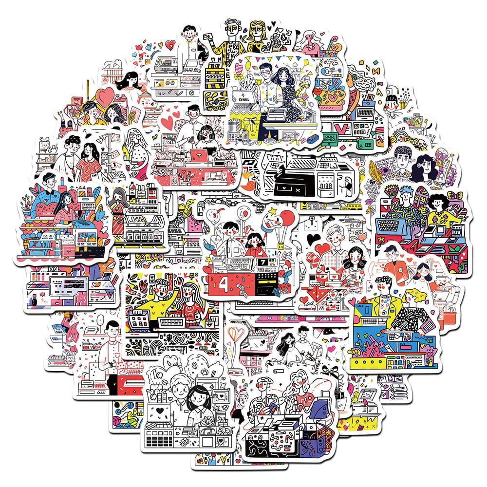 Pacote de adesivos: 60 peças de vinil impermeável com tema de vida diária para casais