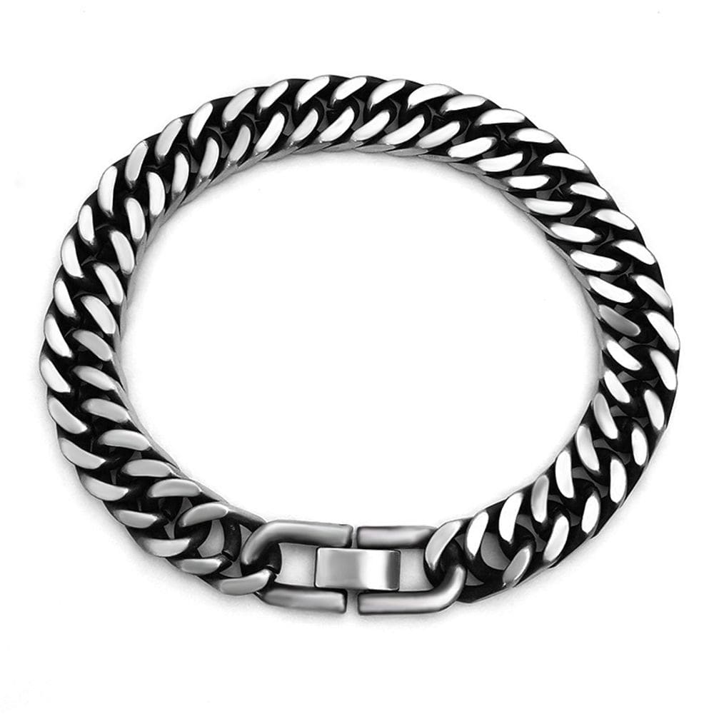 Pulseira de aço inoxidável vintage Cuban Curb Chain para homens